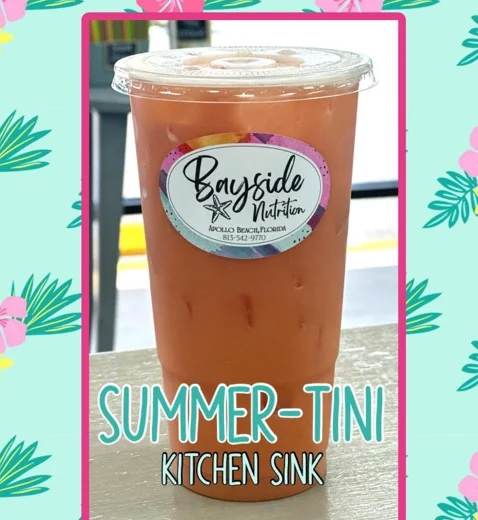 Summer-Tini Kitchen Sink loaded tea in a Bayside Nutrition cup