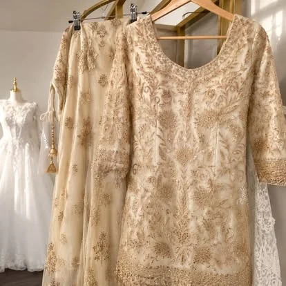Gowns dorados bordados ajustados por MoonTailor