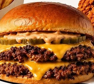 Doble smash burger con queso americano derretido