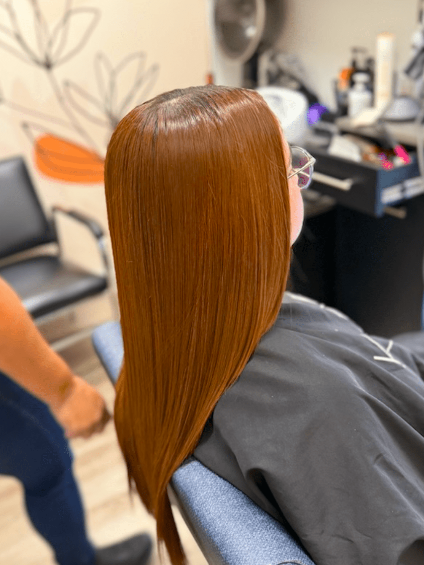 Copper long straight hair